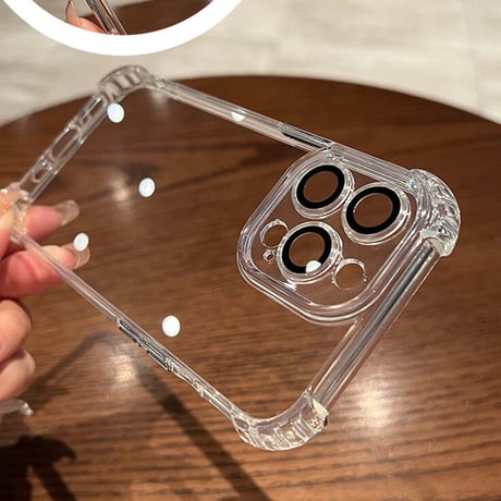 耐衝撃加工高透明 iphone14/13proケース  カメラレンズ全面保護  iphone11proカバー  金属製ボタン 高品質シンプルクリアケース[M1951]