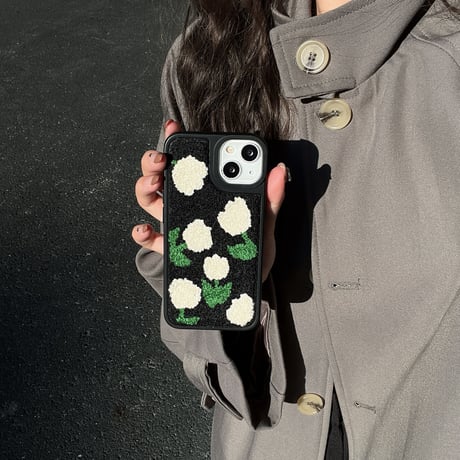 草花 iphone16pro/15ケース  刺繡入り iphone14/13/12/11カバー 秋冬人気アイテム ファッション 女子力アップ[M3616]