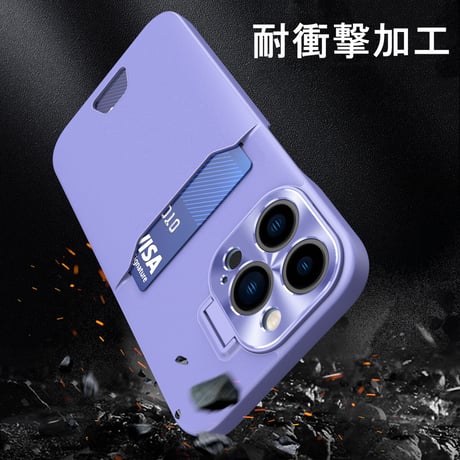 ICカード入れ スタンド iPhone14/14promaxケース 金属カメラカバー アイフォン13mini/12promaxカバー 高品質高級感レザー 実用 [M2336]