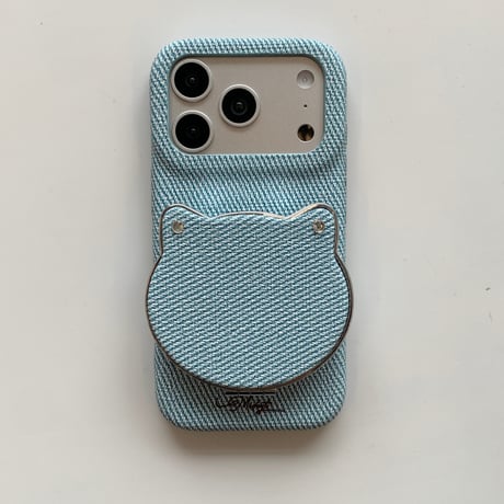 猫耳付ミラー iPhone17/17Proケース スタンド機能 iPhone16Pro/15/14ProMaxケース 高級感皮 頑丈 人気品 便利[M6179]