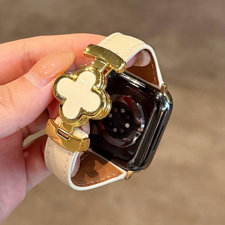 マグネット式 Apple watchバンド クローバー レザー アップルウォッチベルト  series11 10 98 7 6 SE3 SE2  Ultra3/ 2 高級感 耐久性ある[M6150]
