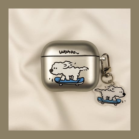 スケボー犬 Airpods Pro3ケース 指紋防止 Airpods4/3カバー pro2/pro1 キーホルダー付  ギフトにおすすめ[M6172]