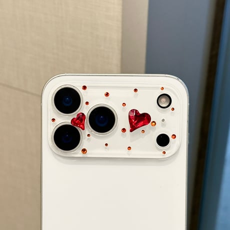 レッドダイヤ カメラ保護カバー キラキラ iPhon17ProMax/17Pro/17/Air 可愛い ハンドメイド 女子力アップ [M6100]