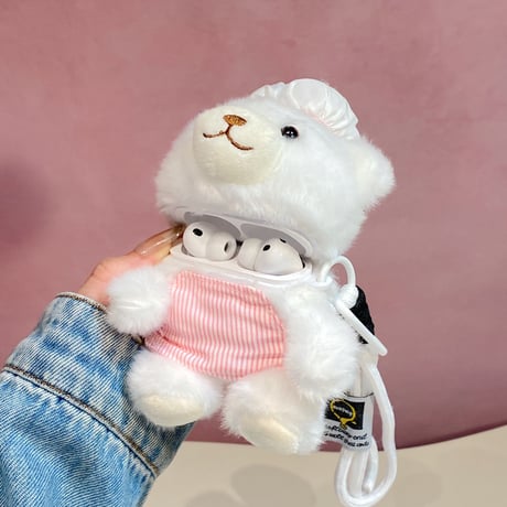 コック熊さんぬいぐるみ Airpods Pro3ケース ふもふも Airpods 4/3カバーケース AirpodsPro2/1 かわいい ギフトにおすすめ [M6491]