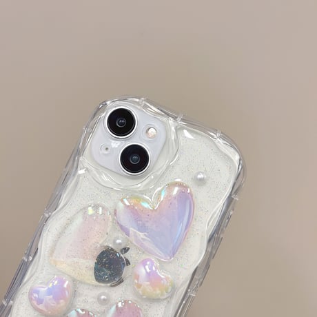 ハート iPhone16/15pro/14/13proケース レーザー光る iPhone12pro/11カバー シンプル 透明ケース キラキラおしゃれ[M3380]