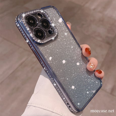 キラキラジュエリー iPhone14pro/14promaxケース グラデーション シール付 iphone13/12/11カバー  オシャレ 綺麗 高級感 大人気[M2437]