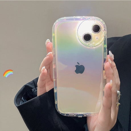 レインボーカラー iphone14/13proケース リボンデコカメラレンズ  iphone12/11カバー  可愛い  お洒落 プレゼントにおすすめ[M2168]