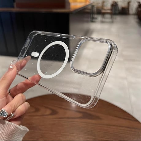 キラキラクリアMagSafe iPhone16Pro/16ケース 黄ばまない iPhone15pro/14pro/13proケース ラメ入り 軽量薄型 高級感[M4664]