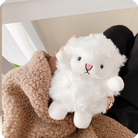 ふわふわ羊 airpodsカバー  もこもこホワイトエアポッツプロケース  可愛すぎ フック付き  暖かい 秋冬に人気 M901
