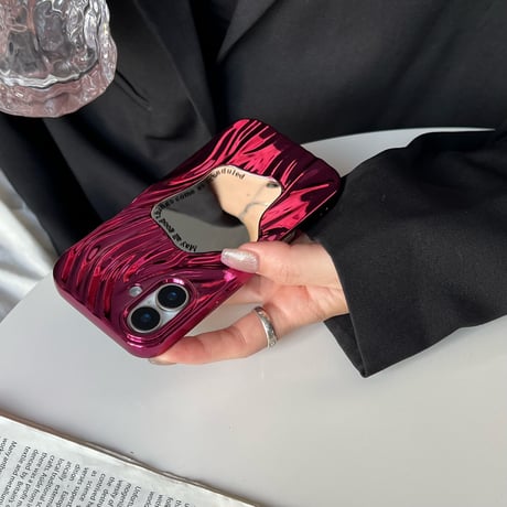 ミラー iPhone16/iPhone16Plus/16Proケース おしゃれ 水紋 アイフォン15Pro/14pro/13/12カバー メッキ シック[M4717]
