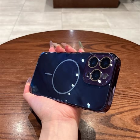 夏に人気強力マグネット iPhone16pro/16ケース ワイヤレス充電 耐衝撃iPhone15pro/14/13カバー カメラ保護 艶感涼しい感じ 耐久性 [M5389]