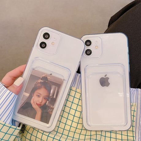 カード入れ付 iphone12/11Proケース  黄ばまない透明iphoneSE2/XS/8カバー  交通カードSUICA/PASMO/ICOCAなど収納 便利耐久性 M510