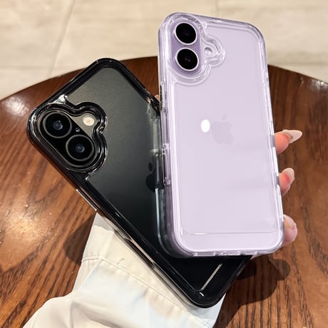 iPhone17ケース ラベンダー/ミストブルー/セージに合う iPhone17Pro/Air/ProMaxケース 高透明 ブラック/ブラック 高透明[M2142]