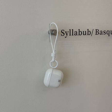 ホワイト横縞 Airpods Pro3ケース ストラップ付 Airpods 4/3カバー  AirpodsPro2/1  シンプル風 おしゃれ [M6287]