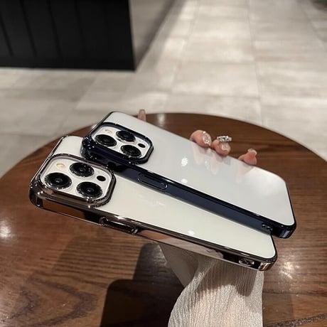 ナチュラル/ブルーチタニウム iPhone15Pro/15ProMaxケース  黄ばまない メッキ高品質 軽量 頑丈 耐久性 iPhone14/13proハードケース[M3544]