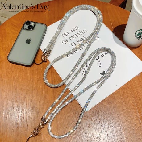 ジュエリー ショルダーストラップ キラキラ ストーンデコ  オシャレ かわいい ギフトにおすすめ 人気 長さ70cm [M3671]