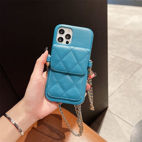 革製カード収納 iphone13/13proケース  首掛けチェーン付き iphone11/12proカバー  高品質 お上品 便利 M1134