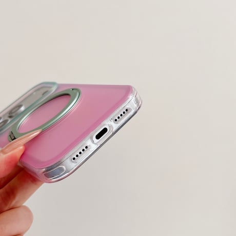 MagSafeリングスタンド iPhone17Pro/17ケース ピンクとグリーン iPhone16Pro/15Promaxケース 可愛すぎる 便利実用品 [M6481]