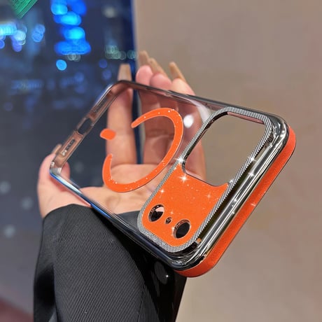 キラキラカメラ枠 iPhone17/17Proケース MagSafe対応 ラメライン iPhone17ProMax/Airケース 耐衝撃 高級感 [M5730]