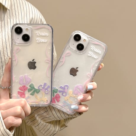 動くリボン iphone15pro/14/13proケース  黄ばまないクリア iphone12promax/11カバー  可愛い ガールズに人気[M4435]