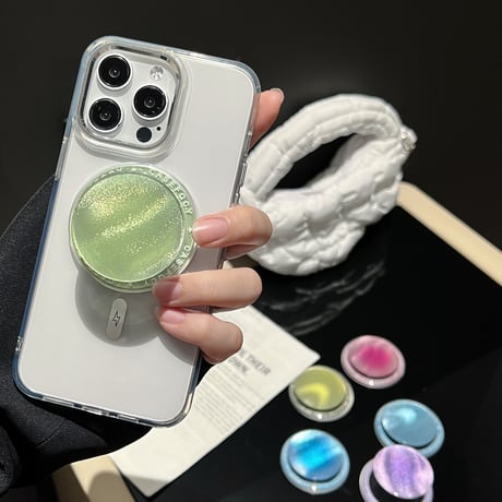 きれい スマホグリップスタンド グラデーションカラー マグネットタイプ  可愛い キラキラ トレンド感 実用 ギフトにおすすめ[M4424]