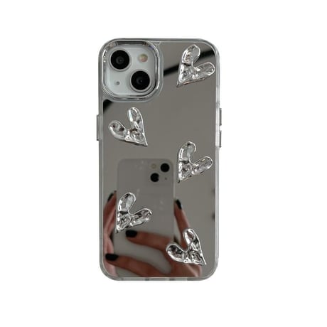 ハートデコ鏡iphone14/13proケース 人気 メッキ アイフォン12pro/11ケース  かわいい 高品質 軽量 立体ボタン[M3143]