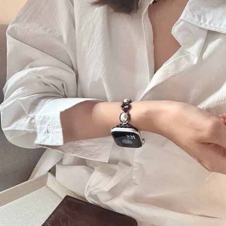 パール  AppleWatchバンド 上品 AppleWatchベルト Series 11/10/9/8 SE3/2  Ultra3/2/1 高級感高品質 大人ファッション[M6236]