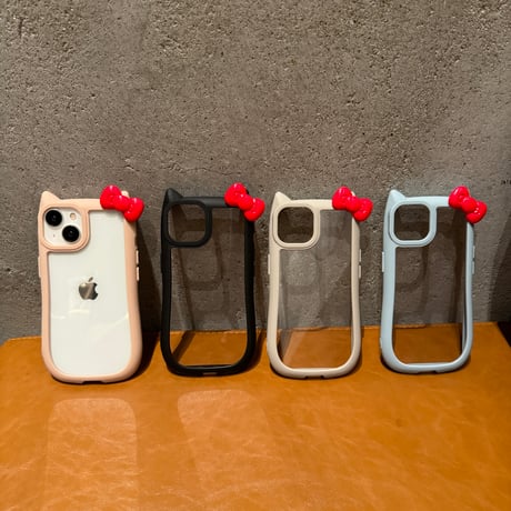 リボン付 猫の耳 iPhone15pro/15カバー 持ちやすい iPhone14pro/13/12proケース 可愛い 女子力高い [M4344]