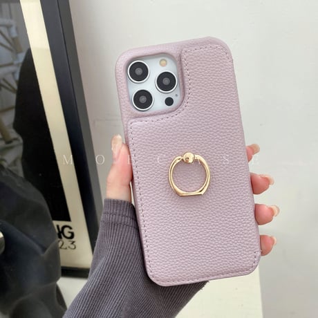 ミラーカード入れ付 iPhone14/15Proケース リング付 レザーアイフォン13mini/12/11カバー 高品質 多機能便利 持ちやすい[M2762]