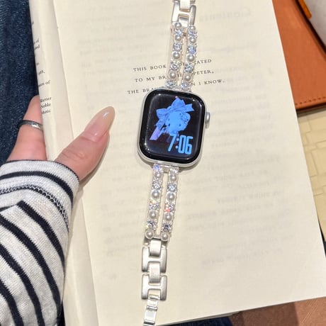 パールブレスレット  AppleWatchバンド メタル AppleWatchベルト Series 11/10/9/8 SE3/2  Ultra3/2/1 高級感高品質 上品[M6394]