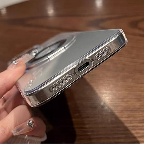 クリア iPhone15pro/15promaxケース MagSafeリングスタンド付 iPhone14pro/13/12カバー 黄ばまない 薄型 [M4127]