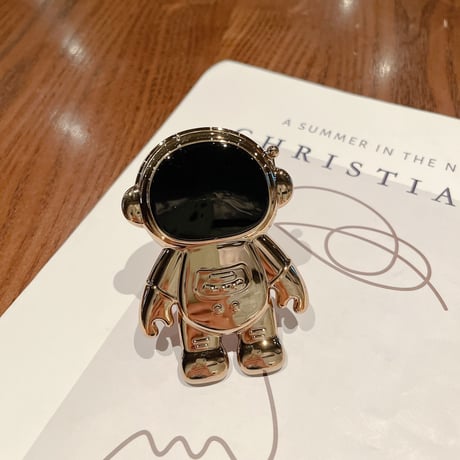 宇宙飛行士 スマホグリップスタンド  メッキ かわいいクール  粘着タイプ 個性ファッション 全機種対応 ギフトにおすすめ[M2680]