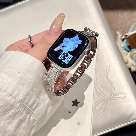 ダイヤリボン  AppleWatchバンド キラキラ感たっぷり AppleWatchベルト Series 11/10/9/8 SE3/2  Ultra3/2/1 高級感高品質 上品[M6455]