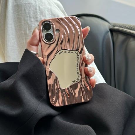 ミラー iPhone16/iPhone16Plus/16Proケース おしゃれ 水紋 アイフォン15Pro/14pro/13/12カバー メッキ シック[M4717]