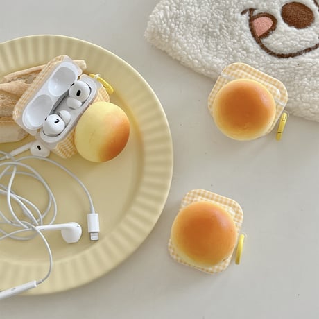 パン AirPodsPro/第3代ケース かわいい ストレス解消  airpodsPro2/Pro1保護カバー イエロー ギフトにおすすめ[M3690]