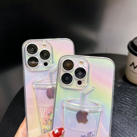 【iPhone16】動く氷/レモン iphone15/14proケース グリッター入り液体 iphone13/12カバー キラキラグラデーションカラー レンズフィルム付 人気品[M3122]