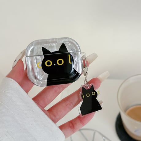 猫ちゃん AirpodsPro3ケース  ペアお揃い Airpods4/3カバー pro2/Pro1ケース 可愛いキーホルダー付 シェル風[M6415]