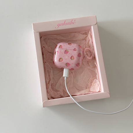 イチゴ柄 AirpodsPro3ケース 甘めコーデ Airpods4/3カバー AirpodsPro第2/1世代 ピンク ギフトにおすすめ[M6515]