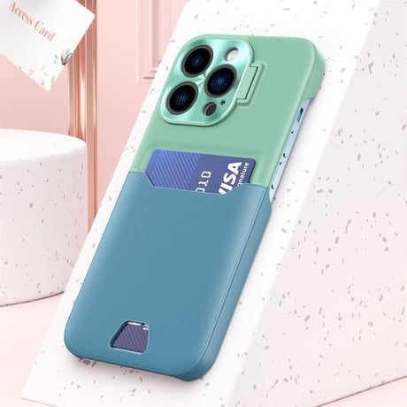 ICカード入れ スタンド iPhone14/14promaxケース 金属カメラカバー アイフォン13mini/12promaxカバー 高品質高級感レザー 実用 [M2336]