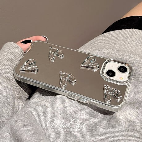 ハートデコ鏡iphone14/13proケース 人気 メッキ アイフォン12pro/11ケース  かわいい 高品質 軽量 立体ボタン[M3143]
