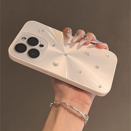 iPhone16/16Proケース キラキラ オーロラ iPhone14Pro/13/12ケース カメラカバー ホワイト 頑丈 [M4630]