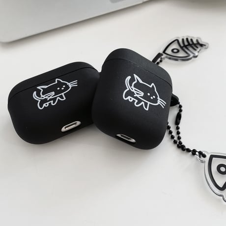 猫と魚 AirPodsPro2ケース 可愛い お揃い airpodsカバー  マット 指紋防止 ギフトにおすすめ[M2412]