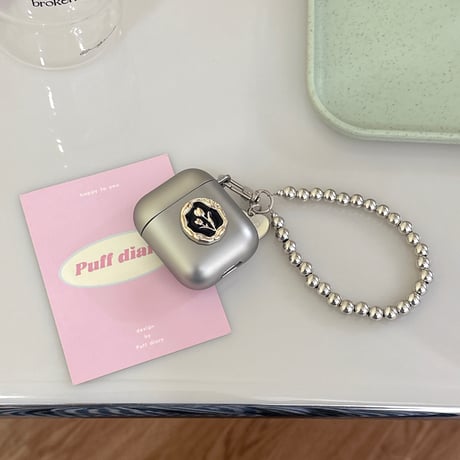 【Airpods 4】高級感 Airpodspro2/proケース  シルバー ストラップ付 Airpods3/2カバー 花デコ 可愛い ギフトに最適[M4135]
