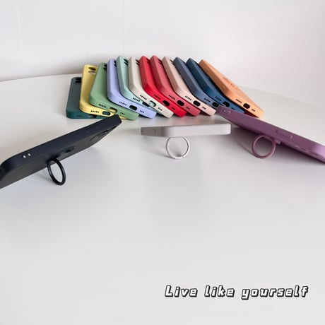 iPhone16/16Proケース リング付  高品質シリコン iphone15pro/14/13mini/12/11proカバー   シンプル  お揃い 手さわりよい スタンド[M2194]