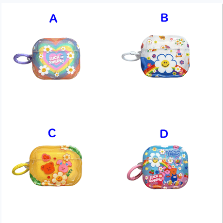 韓国風 Airpods第四世代ケース 笑顔花/クマ AirpodsPro2ケース airpods3カバー リング付き お揃い Gift [M5338]