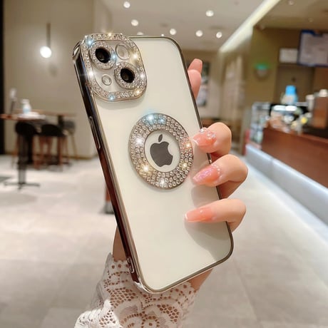 ジュエリー iPhone15/15proケース 黄ばまない キラキラ iPhone14/13/12カバー 女子力アップ きれい[M3952]