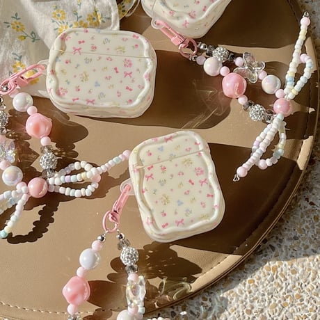 うねうね花柄 Airpods3ケース  可愛い AirpodsPro2カバー ストラップ付 丈夫 ギフトにおすすめ[M3965]