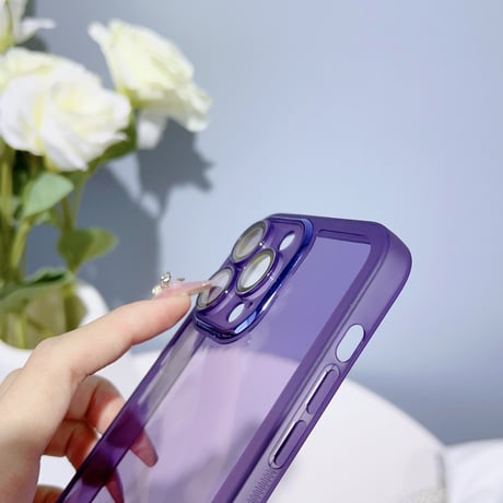 クリア iPhone15/14proケース レンズフィルム付き アイフォン13/12/11pro透明カバー 軽量 使いやすい[M2821]