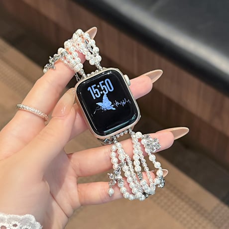 豪華真珠 アップルウォッチバンド  高品質 AppleWatchブレスレット Series11/10/9/8 SE3/2 40/41/42mm 韓国っぽ [M6524]