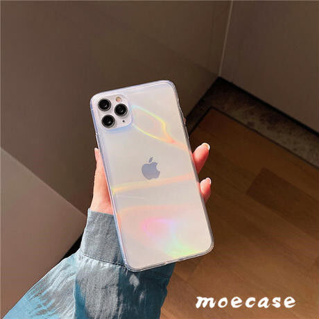 光るiphone13/12proケース 虹 ツヤ感 オシャレクリアiphone11promaxケース 透明iphoneXSカバー  女子メンズファッションM68
